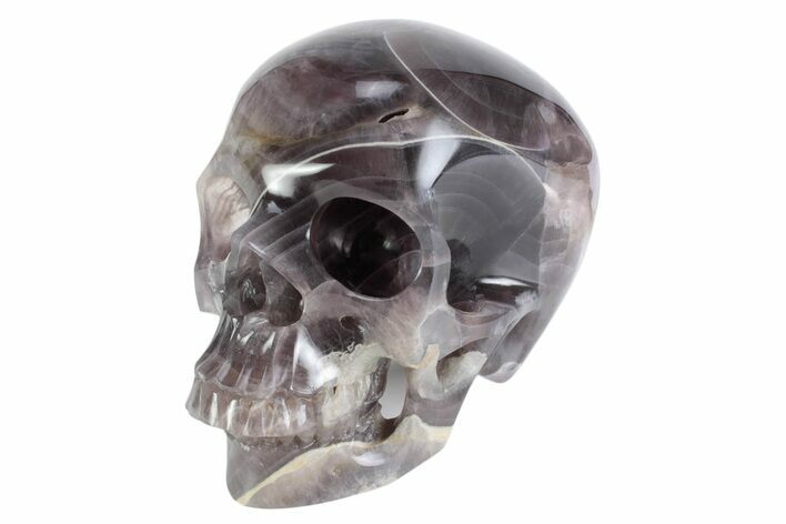 Realistic, Banded Purple Fluorite Skull #382022